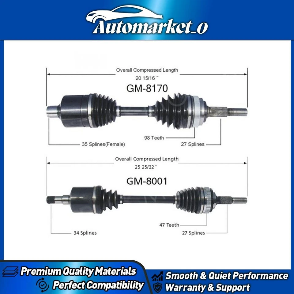 CV Axle Shaft CV Half Shaft Front fits Chevrolet Celebrity 1984 1985 1986-1990 - Image 1 of 3