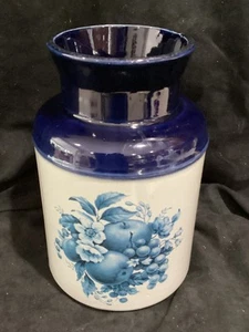 Tarro de cerámica McCoy vintage floral azul gris/jarra hace estufa soporte para utensilios superior - Imagen 1 de 5