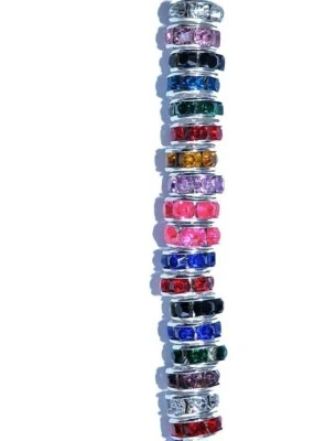 AAA quality SILVER faceted glass crystal roundel spacer beads of 8 mm, 16 colour - Image 1 of 4