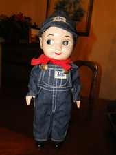 VINTAGE Original Buddy Lee  Doll w /Denim Overalls & Hat 