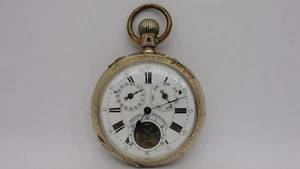 Working pocket watch silver moonphase silver pocket watch Works C9 - Picture 1 of 22
