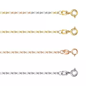 10K Gold 2MM Diamond Cut Mirror Chain Necklace - Yellow, Rose & White Gold - Picture 1 of 30