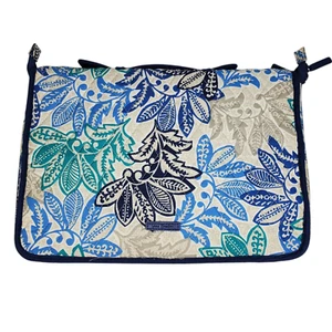 Vera Bradley Santiago Kulturbeutel Reisetasche zum Aufhängen verstaubar schmal blau filigran - Bild 1 von 10