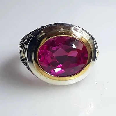 6.25 Carat 925 Sterling Silver, Handmade Ring , Ruby Unisex Ring - Image 1 of 4