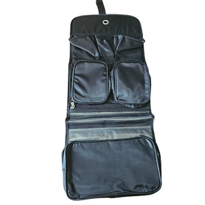 Travel Cosmetics Toiletry Bag Women's Makeup Organizer Black Adjustable Tri Fold - Picture 1 of 14