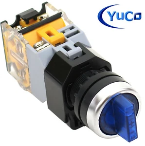 YC-SS22PMA-I3BU-1 3POSITION ILLUMINATED BLUE LED MAINTAINED SELECTOR SWITCH 24V - Bild 1 von 3
