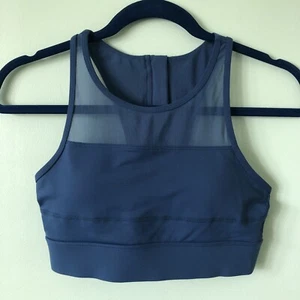 Zyia Active Navy Teal All Star Sports Bra Mesh Zip Back Padded Size Small S - Picture 1 of 11