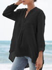 Women Asymmetric Fashion Long Sleeve Shirt Tops Hem Loose Blouse T-Shirt
