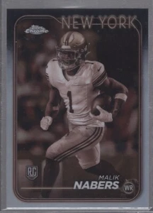2024 Topps Chrome Malik Nabers Rookie Negative Refractor Silver SP GIANTS RC - Picture 1 of 2
