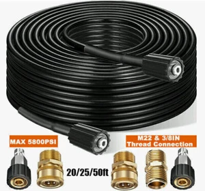 High Pressure Washer Hose 25/50/100ft 5800PSI M22 Power Washer Extension Hose - Picture 1 of 24