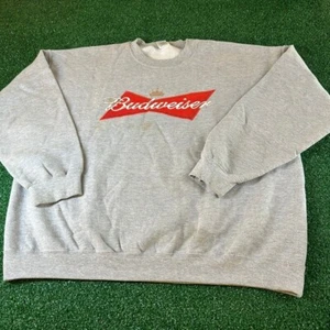 Gildan Budweiser Sweatshirt Crew Neck Pullover Graphic Gray Mens 2XL Vintage - Picture 1 of 10