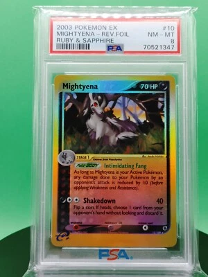 PSA 8 Mightyena 10/109 EX Ruby & Sapphire Reverse Holo Rare 2003 English Pokemon - Image 1 of 4