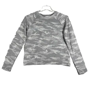 Athleta Girls Shirt Girls XL Heather Gray Camo Cross Your Fingers Sweatshirt - Picture 1 of 11