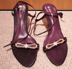 Purple silk sandals with rhinestones - Picture 1 of 5