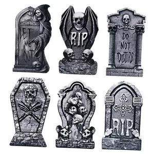 6 Pieces Halloween Garden Porch Yard Sign Large Graveyard Tombstones - Picture 1 of 8