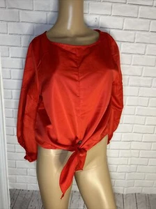 Touch Me Cropped Blouse Red Low Round Neck NWT - Picture 1 of 5