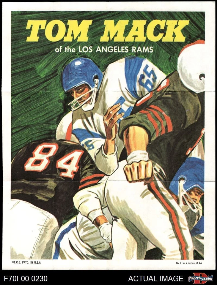 1970 Topps Football Posters #7 Tom Mack Rams HOF 7 - NM - Image 1 of 1