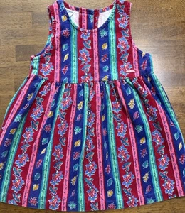 Vintage OshKosh B'Gosh Corduroy Dress Jumper Flowers Leaves Size 4 Striped USA - Picture 1 of 3