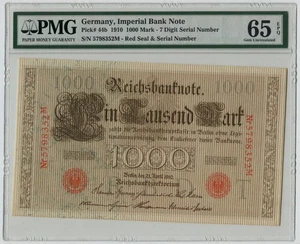 Billete Imperial PMG 65 Alemania 1910 1000 marcos P-44b - Imagen 1 de 2