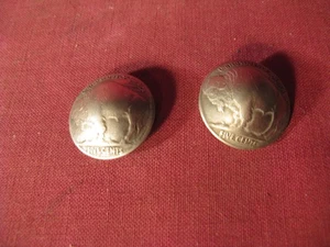 Pair Buttons Made From 1936 Buffalo Nickels - Picture 1 of 4