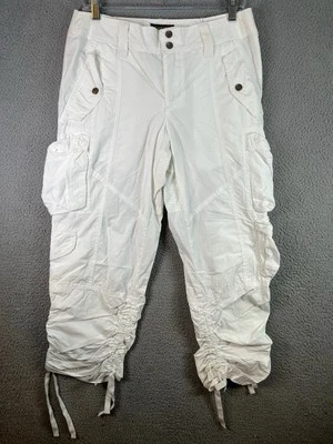Винтажные женские брюки-карго регби Ralph Lauren 6 белых военных капри Y2K гранж - Изображение 1 из 4