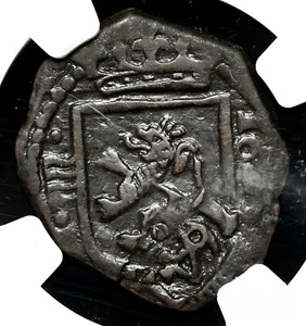 COLONIAL ERA SPAIN. Philip IV, 1621-1665. Countermarked "Pirate Cob", NGC VF20 - Picture 1 of 4