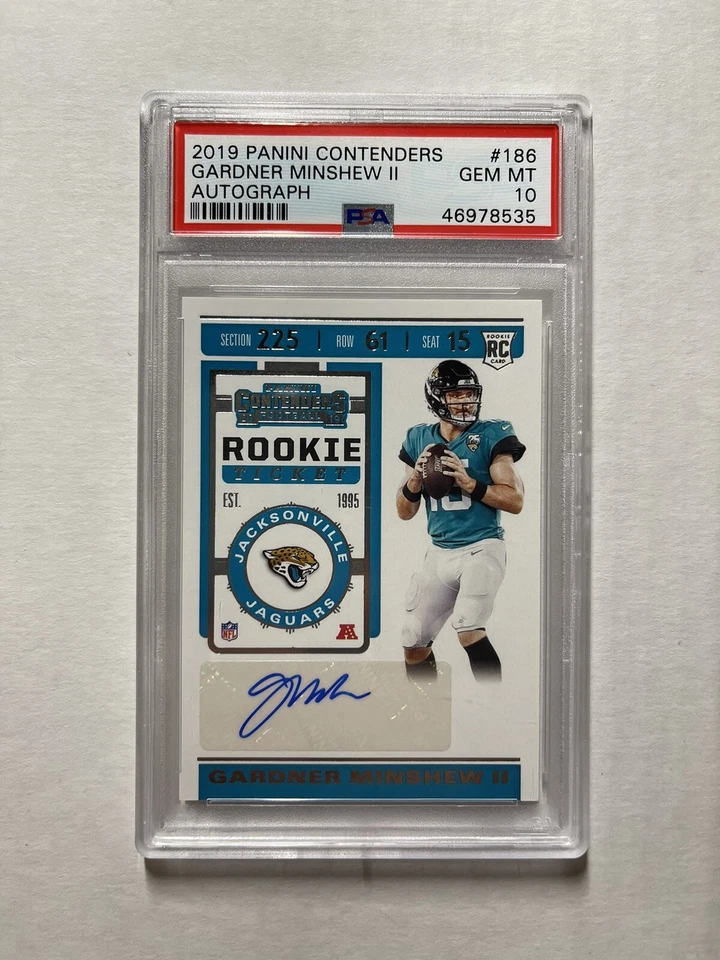 Gardner Minshew 2019 Panini Contenders #186 Rookie Ticket RC Auto PSA 10 GEM MT - Image 1 of 1