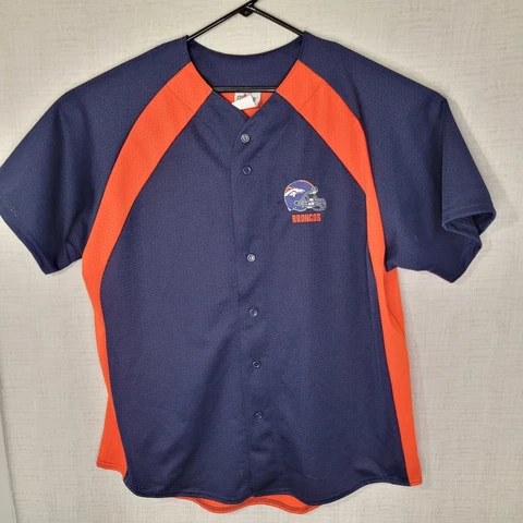 Vintage Majestic NFL Denver Broncos Baseball Jersey XL Blue Made in USA VTG Cover
