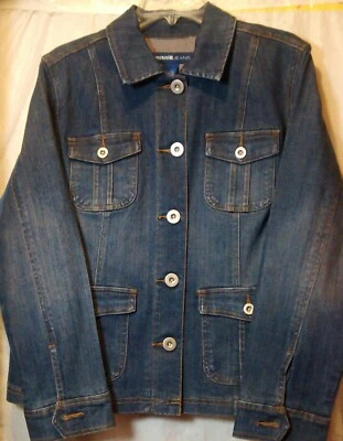 Chaqueta vaquera Avenue Blue Jeans para mujer talla 14 a 16 mezcla de algodón con botones delanteros Foto 1 de 4