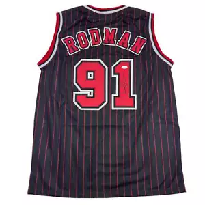 Autographed/Signed DENNIS RODMAN Chicago Pinstripe Basketball Jersey PSA/DNA COA - Picture 1 of 4