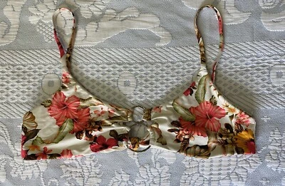 Bikini Bralette Beach Bunny Lexi Top Blanco Floral Rosa L Grande Plateado Herrajes Foto 1 de 4