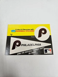 Philadelphia Phillies 1986 Wimpel Fleer MLB Logo Sticker Karte - Bild 1 von 2