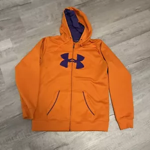 Under Armour Hoodie Womens L Orange Purple Full Zip Sweatshirt Sweater Jacket - Picture 1 of 11