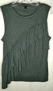 J. Camisa sin mangas Crew gris con volantes delanteros en capas talla mediana usada en excelente estado - Imagen 1 de 3