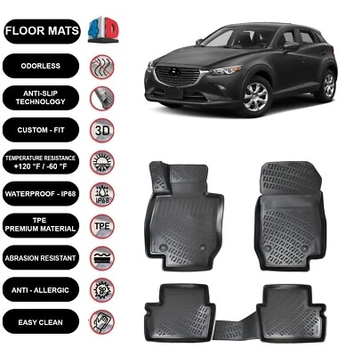 Alfombrillas forro para Mazda CX-3 (2016-2023) impermeables moldeadas 4D negras 4 un. Foto 1 de 4