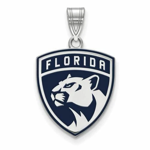 Sterling Silver NHL LogoArt Florida Panthers Large Enamel Pendant SS009PTH