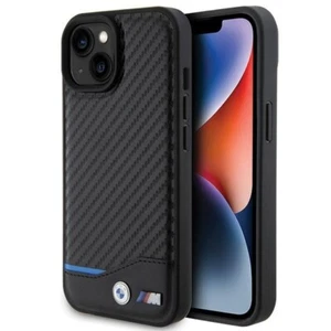 Phone Case iPhone 15 BMW Leather Tricolor Black Carbon - Picture 1 of 7
