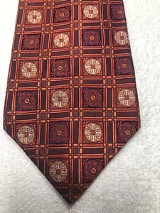 HATHAWAY MENS TIE ORANGE BURGUNDY BLUE GRAY 3.75 X 60 - Picture 1 of 4