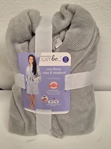 Women’s  Warm Cozy Fleece Robe And Headband - Gray- OSFM - New - Picture 1 of 1