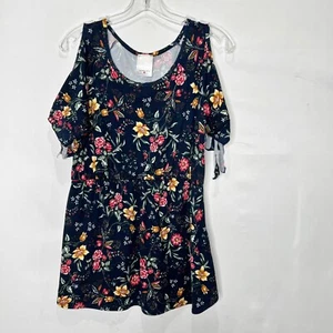 Top Fashion of NY Damen Top Gr. XL Shirt blau Blumen Floral Tunika Top Bluse - Bild 1 von 9