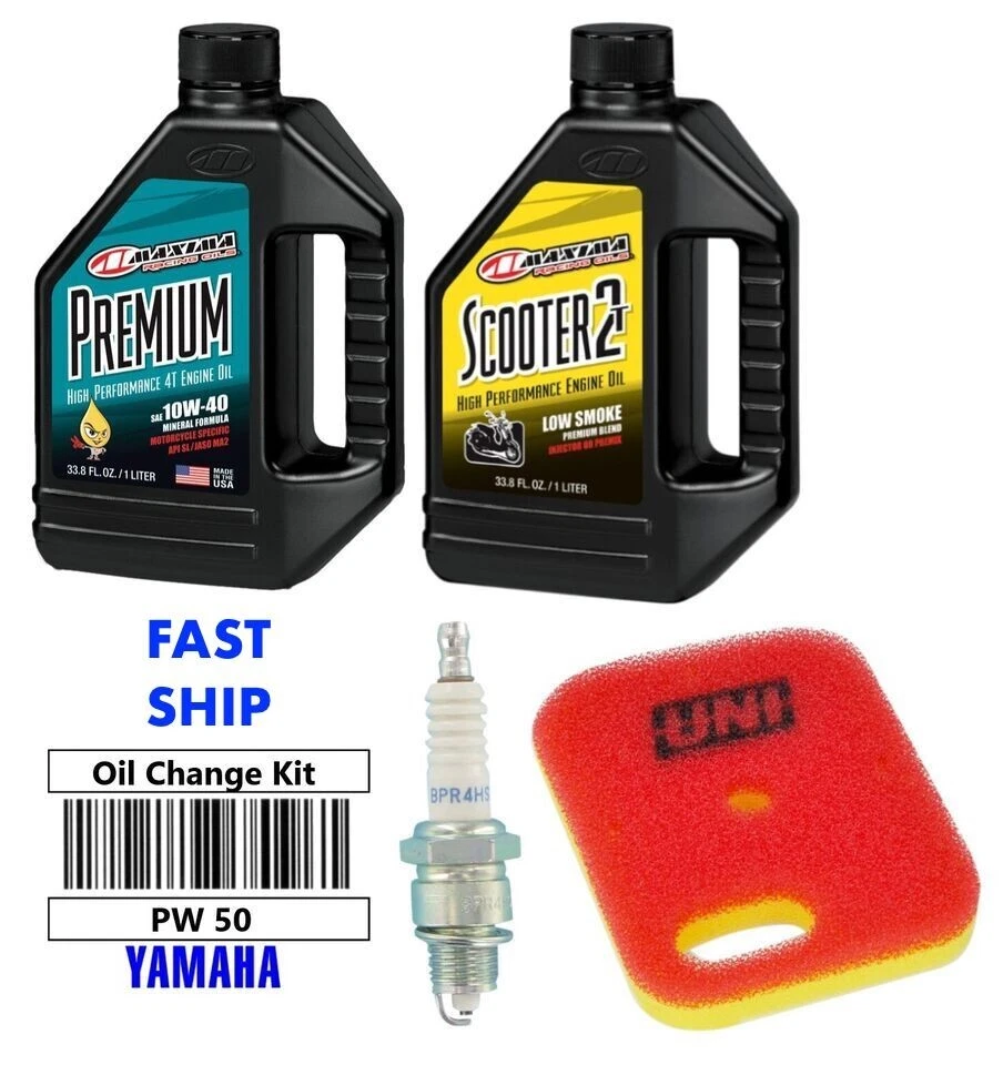 Kit de troca de óleo PW 50 Yamaha PW50 Pee Wee 50 Y Zinger filtro de ar vela de ignição NGK - Imagem 1 de 1