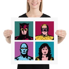 WATCHMEN Pop Art Poster Print Nite Owl Ozymandias Silk Spectre Manhattan Warhol