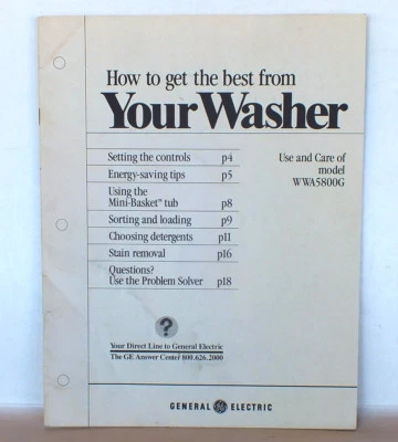 WWA5800G GE Washing Machine Owners Manual - Image 1 of 3