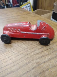 Vtg IRWIN #4 Red Sports Car Pressed Metal Die Cast 6" - Picture 1 of 6