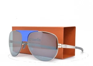 iC! Berlin sunglasses Roadster SILVER BLUE AVIATOR BLUE LENS 62-16-145 - Picture 1 of 5