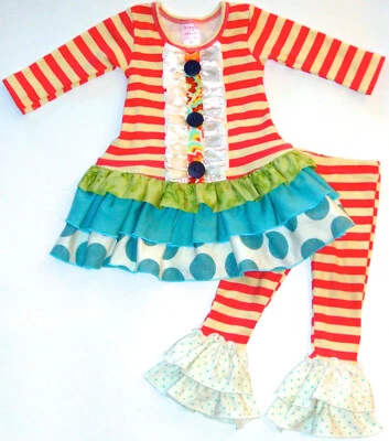 Conjunto Leggings Vestido Giggle Moon Bebé Niñas Talla 3 Meses, Volantes, Algodón. Foto 1 de 4