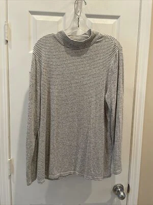 Top Chicos Gorgeous�� talla 2 Gris Blanco Rayas Suaves Mock  Cuello Manga Larga Foto 1 de 3