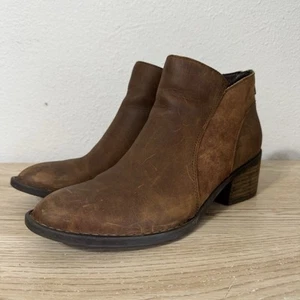 Born braune Damen-Lederstiefeletten Größe 9,5 Blockabsatz Western Boho - Bild 1 von 11