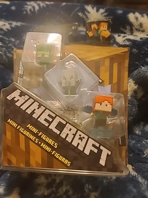 Minifigura Minecraft Wood Series 10 Green Sheep, Evoker & Alex paquete de 3 2017 difícil de encontrar Foto 1 de 2