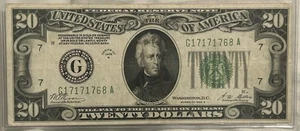 1928-B REDEEMABLE IN GOLD $20 Twenty Dollar Federal Reserve Note - Picture 1 of 2